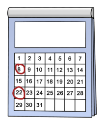 Leichte Sprache: Termin-Kalender. Es gibt 2 Termine.